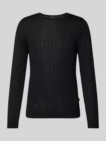 Sweter z dzianiny z prążkowanymi wykończeniami Maerz Muenchen czarny
