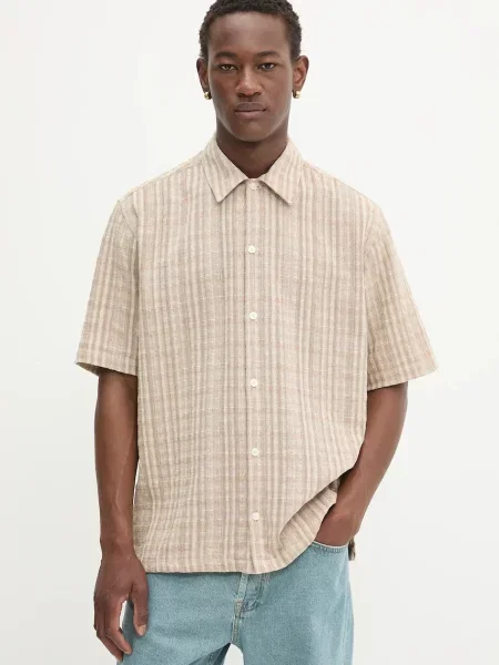 Samsoe Samsoe cămașă SAAYO cu guler clasic relaxed bej