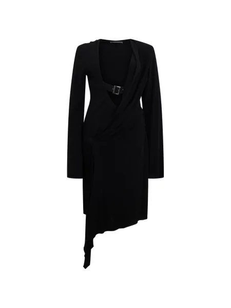 Cu centură rochie Alberta Ferretti asimetrică negru