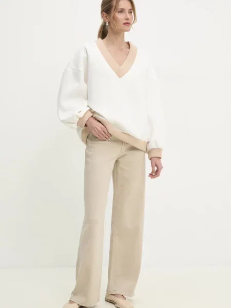 Answear Lab bluza gładka beżowy