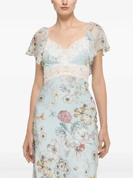 Rochie midi Nissa de mătase albastru
