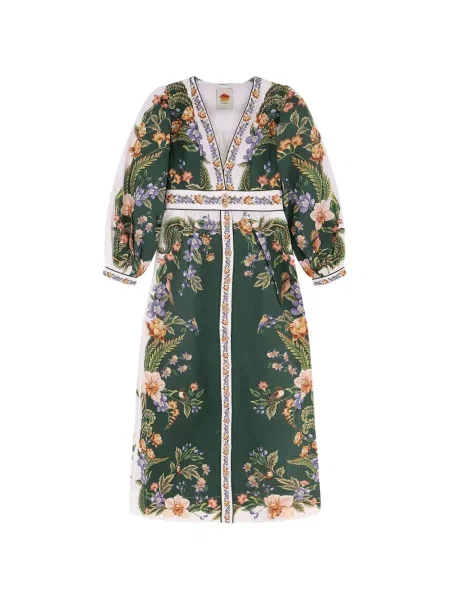 Rochie Farm Rio cu model floral cu decolteu în V de costum verde