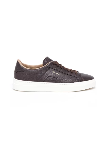 Sneakersy Santoni skórzane brązowe
