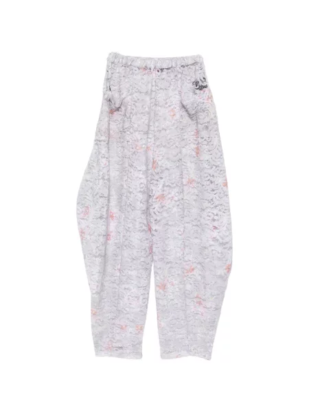 Pantaloni Barbara Bologna cu model floral din dantelă gri