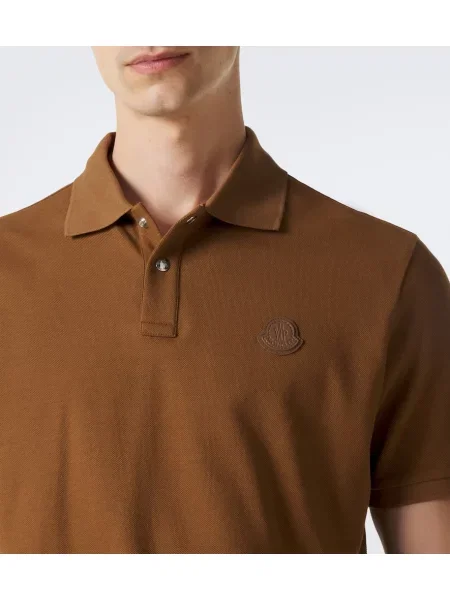 Usnjena polo majica Moncler rjava