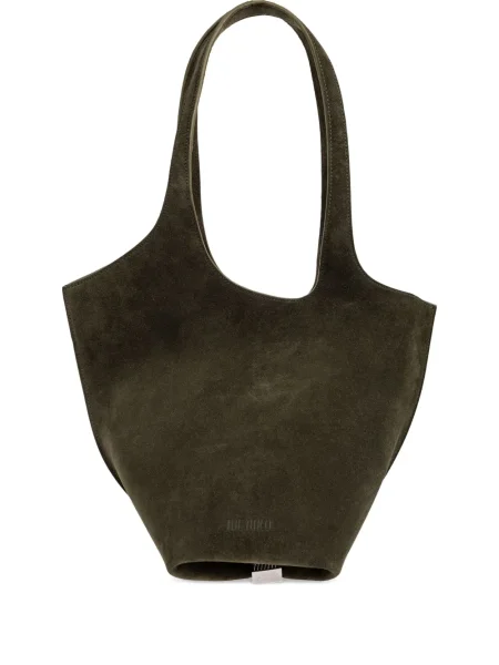 Geantă The Attico din piele de căprioară verde