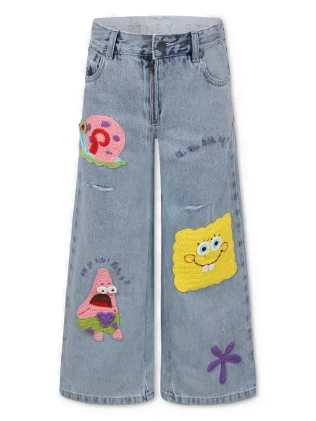 Jeansy straight leg dziecięce Stella Mccartney niebieskie