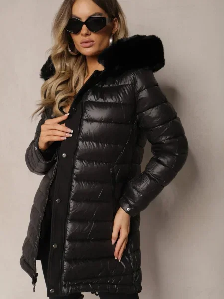 Geacă parka Other cu glugă cu blană negru