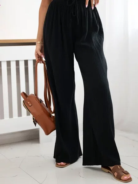 Pantaloni Kesi Włoski din muselină negru