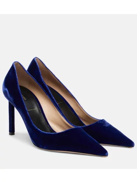 Pantofi cu toc Tom Ford de catifea albastru