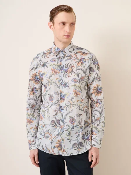 Etro Košile Regular Fit černošedá / lososová khaki