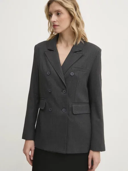 Піджак Answear Lab двобортний однотонна сірий