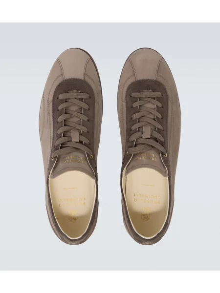 Sneakerși Brunello Cucinelli din piele de căprioară gri