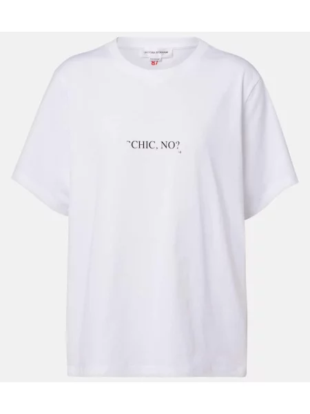 Tricou Victoria Beckham din jerseu alb