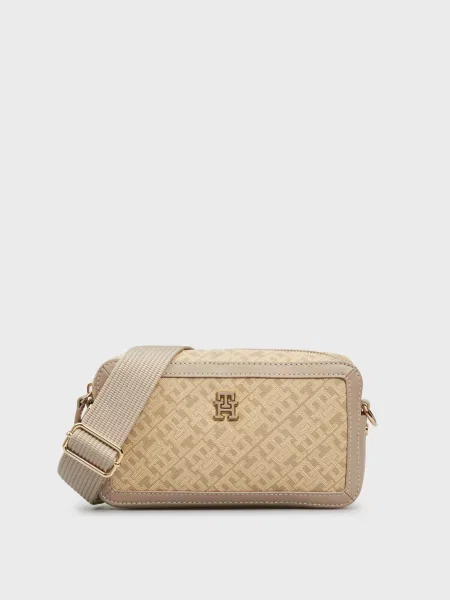 Шкіряна сумка Tommy Hilfiger бежева