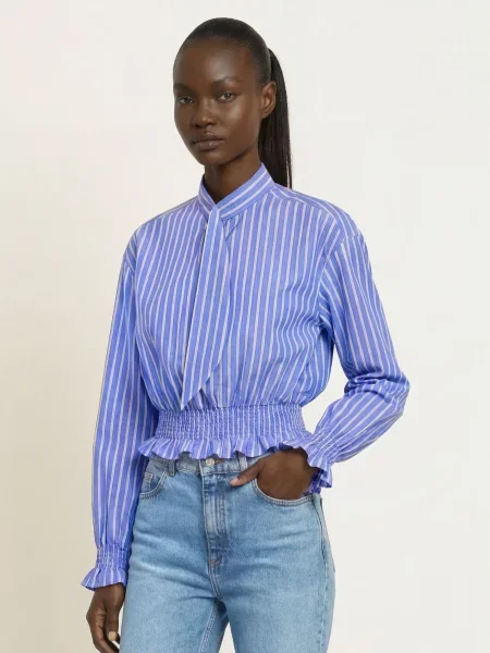 Claudie Pierlot Bluzka Koszulowa Z Falbanami blau beżowa