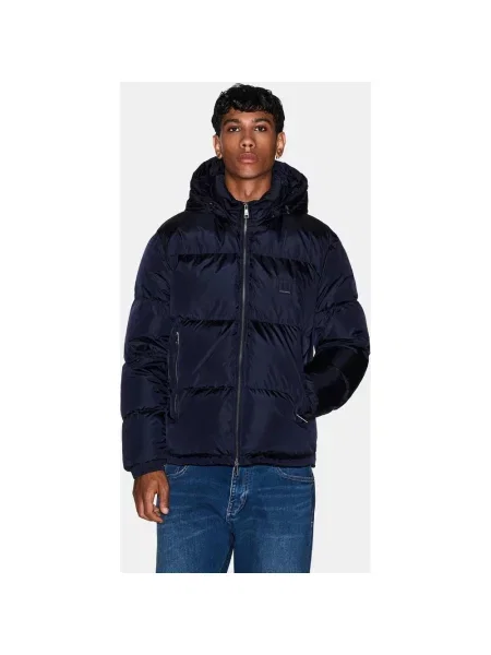Kurtka z kapturem Armani Exchange Icon Logo Down granatowy XS niebieska