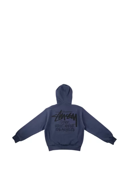 Hanorac cu glugă Stüssy cu imagine streetstyle albastru