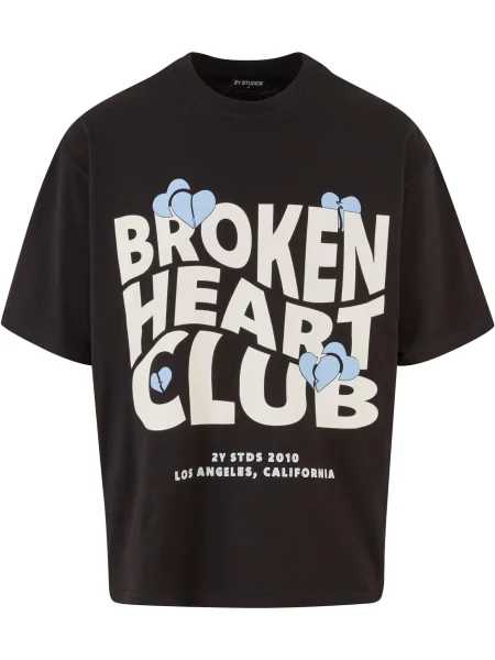 2Y Studios Majica Broken Heart Club kremna / svetlo modra črna