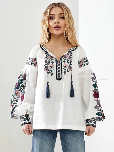 Льняная рубашка Golden Trinity белая