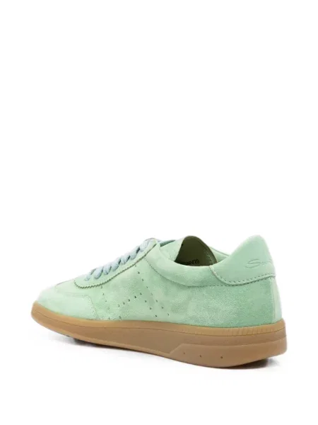 Sneakerși Santoni din piele de căprioară verde