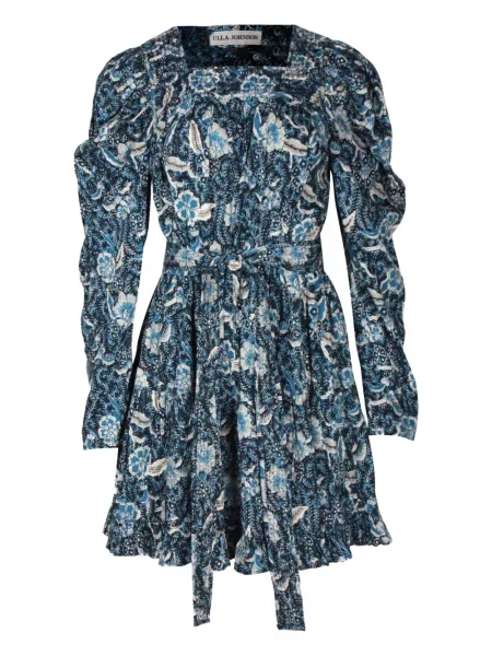 Rochie mini Ulla Johnson cu model floral cu imagine de costum albastru