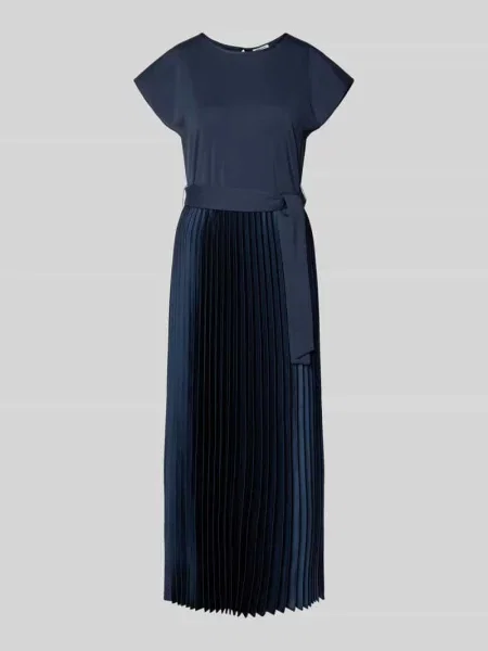 Sukienka casualowa o kroju regular fit z plisowaną spódnicą model GELA' Weekend Max Mara granatowa
