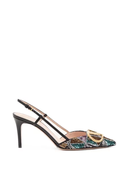 Pantofi cu toc Valentino Garavani cu broderie slingback negru