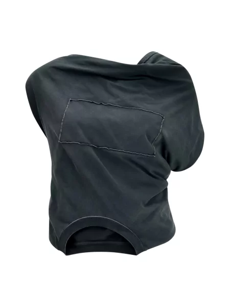 Bluzka Mm6 Maison Margiela z dżerseju asymetryczna drapowana czarna