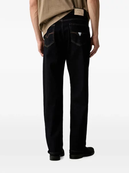Blugi Guess cu buzunare aplicate cu autograf albastru