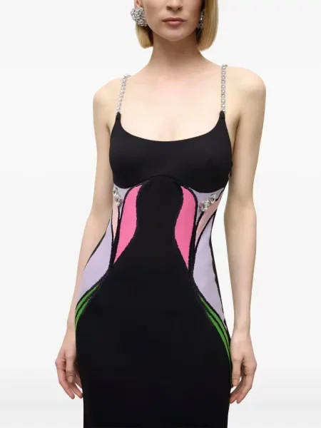 Rochie midi Area cu model floral până la genunchi de costum negru