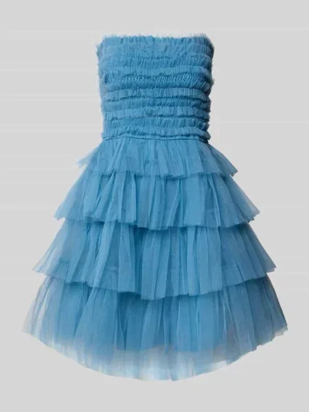 Sukienka koktajlowa ze stopniowaniem Lace & Beads błękitna