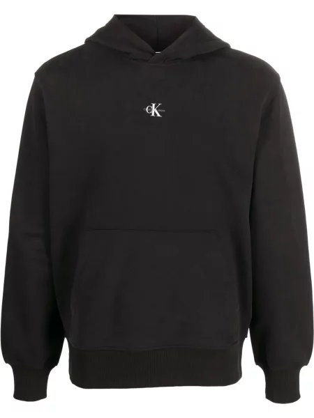 Majica s kapuljačom Calvin Klein s printom crna