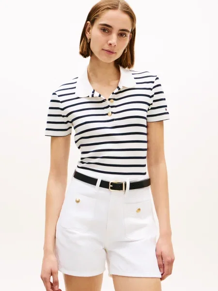 TOMMY HILFIGER Tričko námornícka modrá biela
