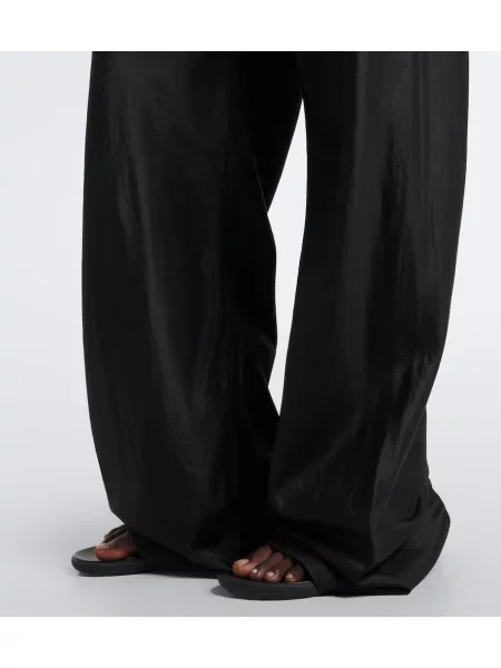 Pantaloni The Row de mătase negru