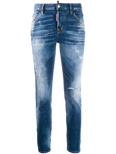 Blugi skinny Dsquared2 zdrențuiți skinny fit albastru