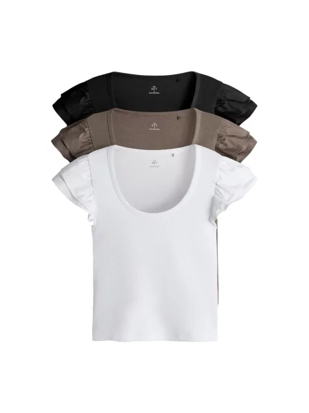 The Set Tricou gri taupe / negru alb