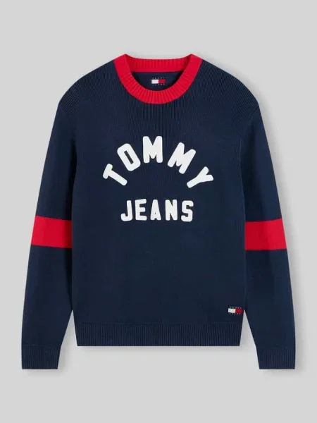 Sweter o kroju regular fit z czystej bawełny model NEW CLASSICS' Tommy Jeans granatowy