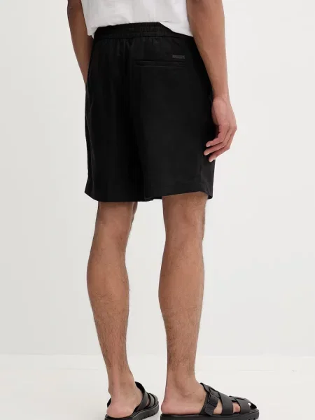 Calvin Klein rövidnadrág férfi lenvászonnal fekete