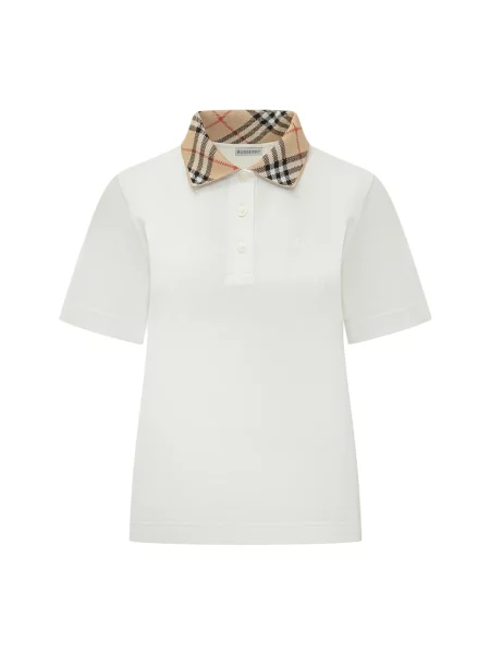 Kołnierzykowy polo Burberry w kratkę białe
