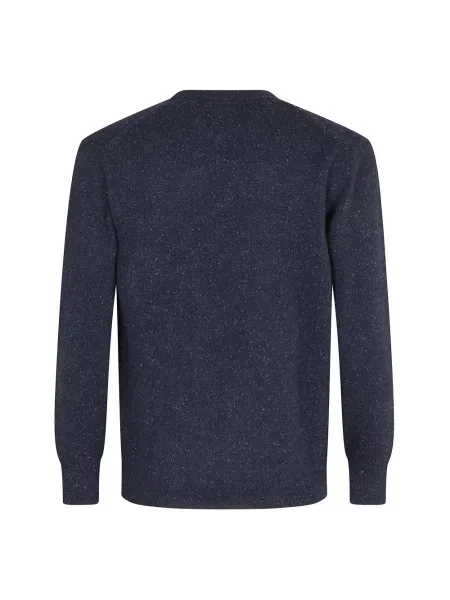 Sweter Barbour wełniany z okrągłym dekoltem niebieski