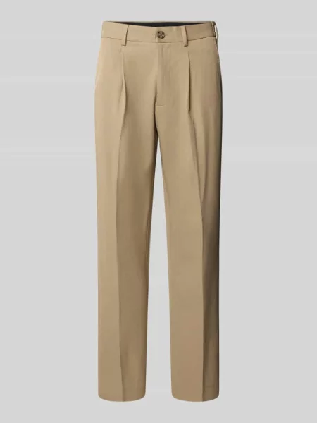 Chinosy o kroju regular fit z dodatkiem Selected Homme beżowe