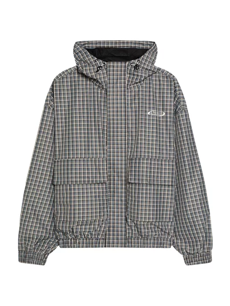 Bershka Prehodna jakna svetlo modra / siva / črna bela