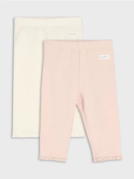 Sinsay legíny s krajkovým zakončením 2 pack krémová