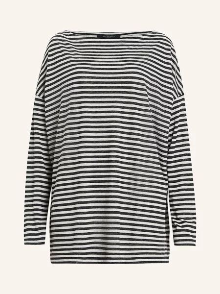 Koszulka AllSaints Rita Relaxed Fit Striped T-Shirt Chalk/ Ink L biała