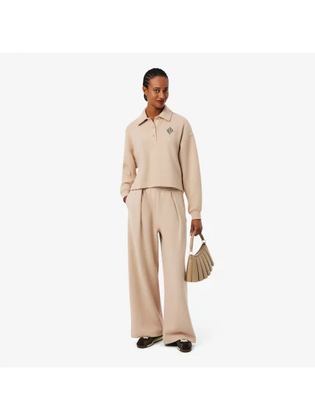 Lacoste Bluza O Kroju Oversize Z Kołnierzykiem Polo beżowa