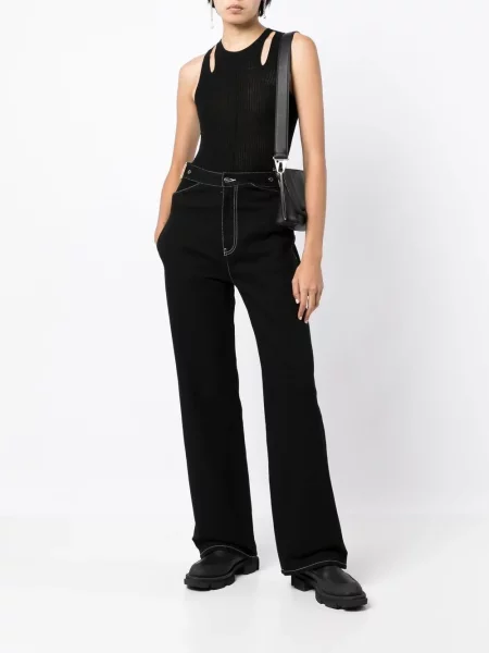 Briaunotas marškinėliai be rankovių Dion Lee iš merino vilnos juoda