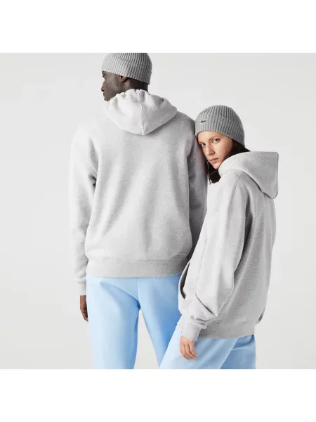 Lacoste Bluza Dresowa Unisex Loose Fit Z Kapturem I Bawełny Organicznej szara