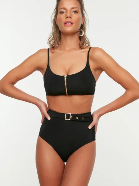 Bikini Trendyol cu talie înaltă negru