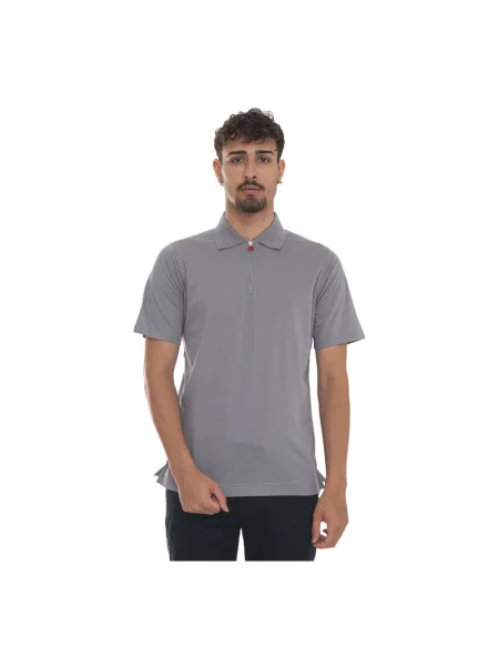 Koszulka polo Kiton z krótkim rękawem szara